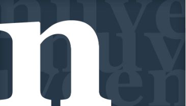 A white nuveen n logo on a navy blue background
