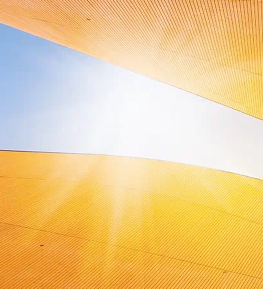 View through buildings on a sunny day