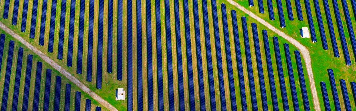 arial photo of a solar farm