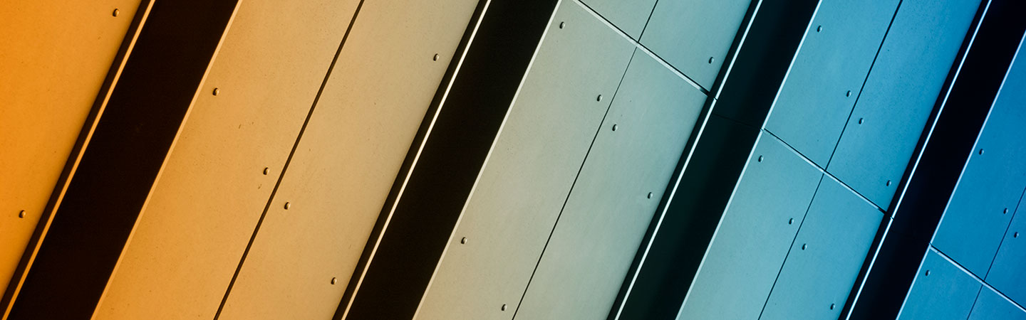 Diagonal panels in gold, gray and blue colors