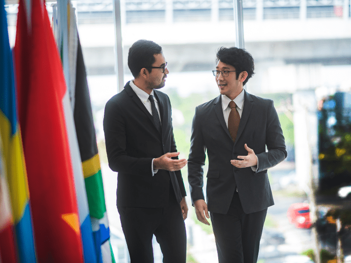 Conversation between business professionals