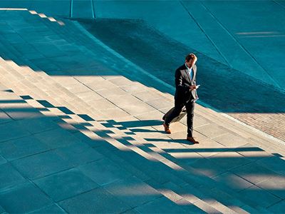 Business professional in motion