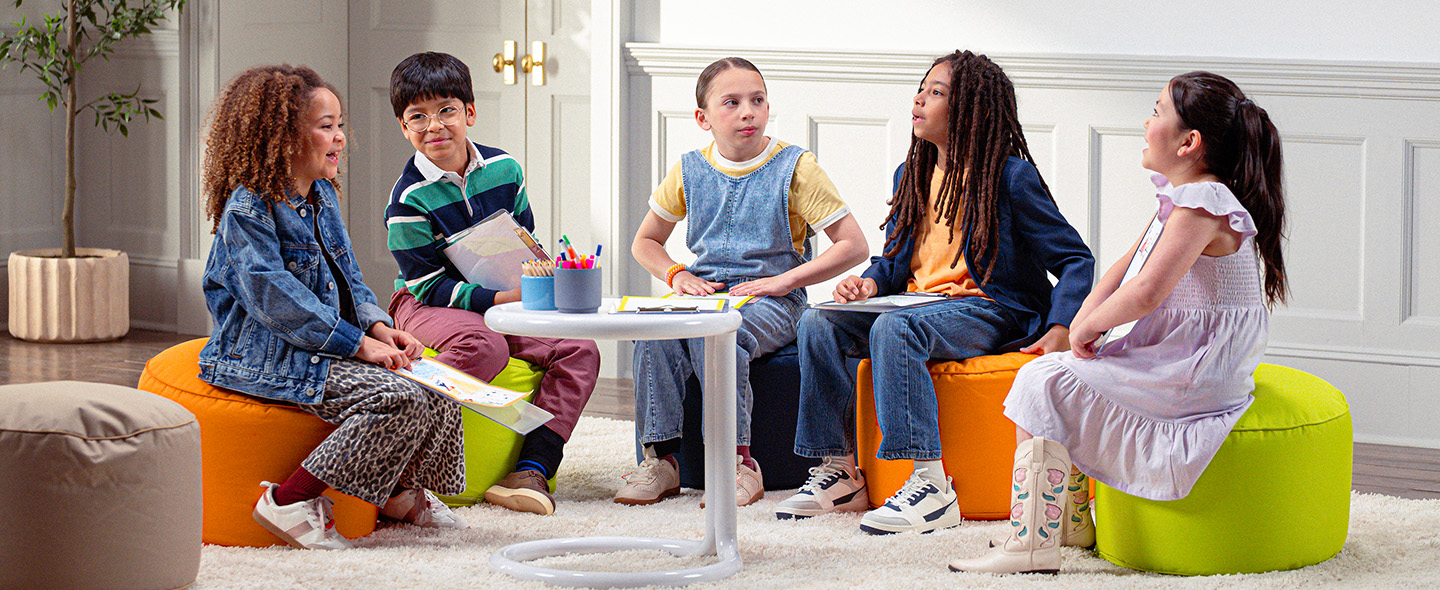 Group of children collaborating in a group activity