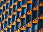 modern building facade with blue glass windows