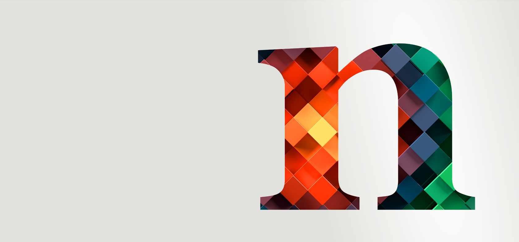The letter n with colorful square design