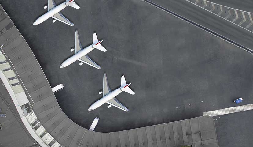 drone photo of airport