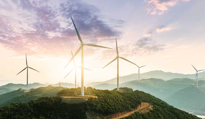 windmills on mountains