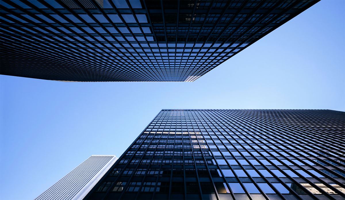 Glass building with the blue sky