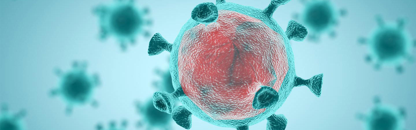 Virus image on a blue background
