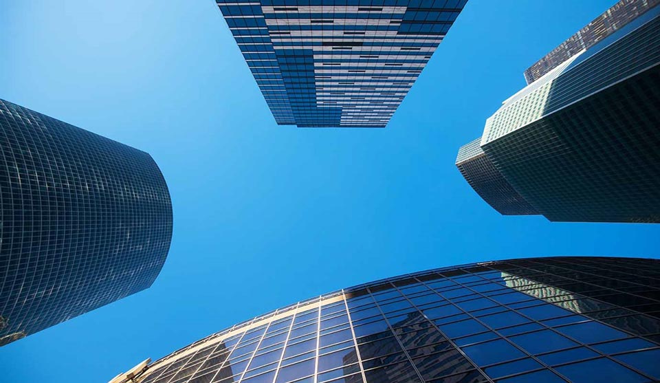 sky through skyscrapers