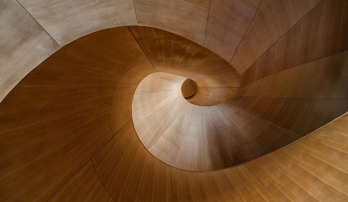 Wooden spiral staircase