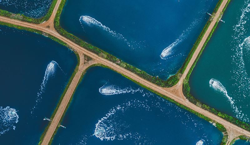 Aerial aquaculture ponds