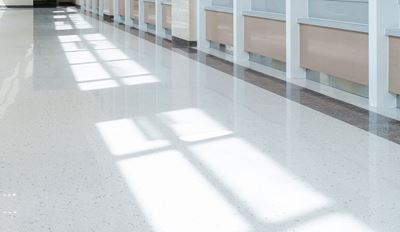 Sunlit corridor floor