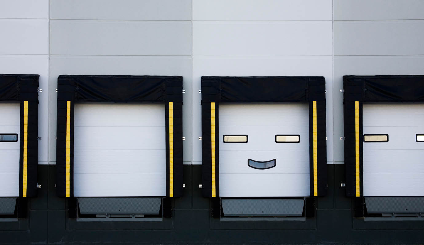 A row of industrial doors