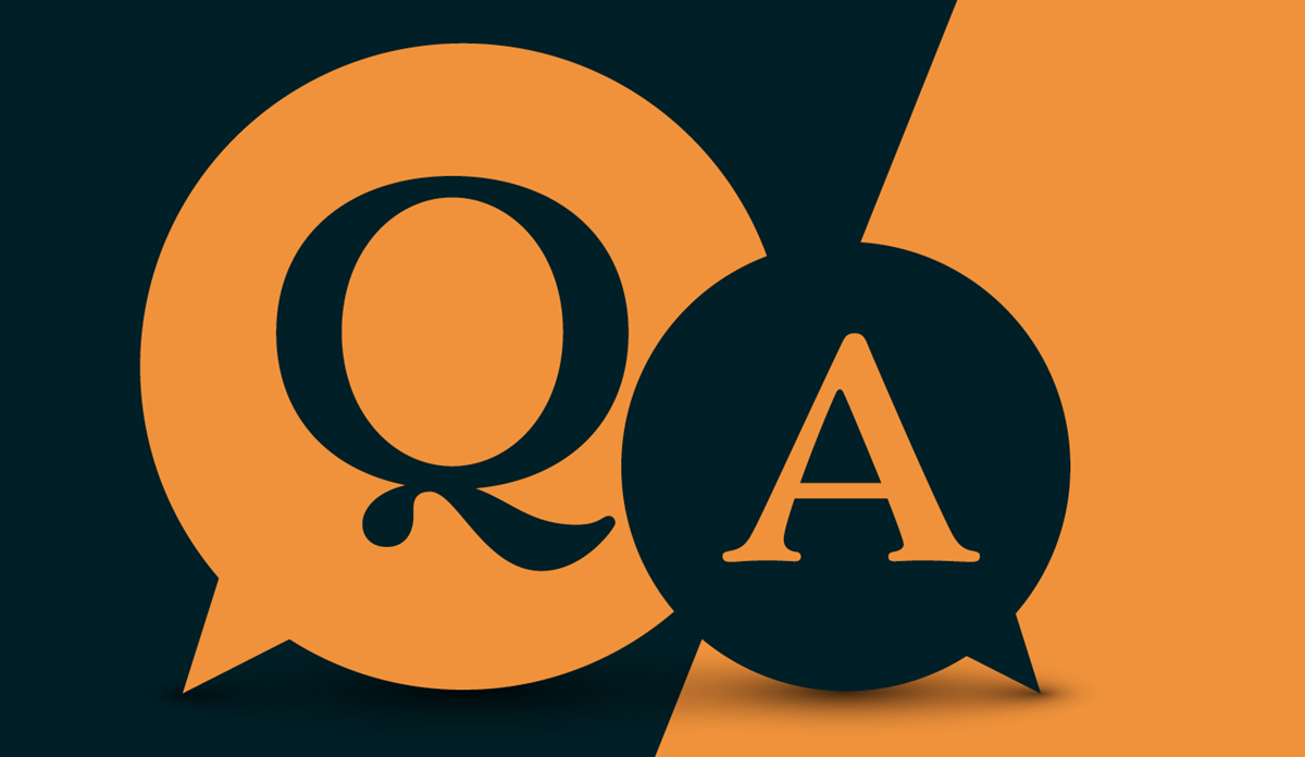 Banner with the letters QA on it.