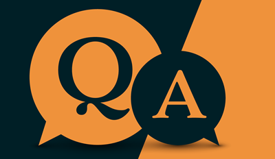 Banner with the letters QA on it.