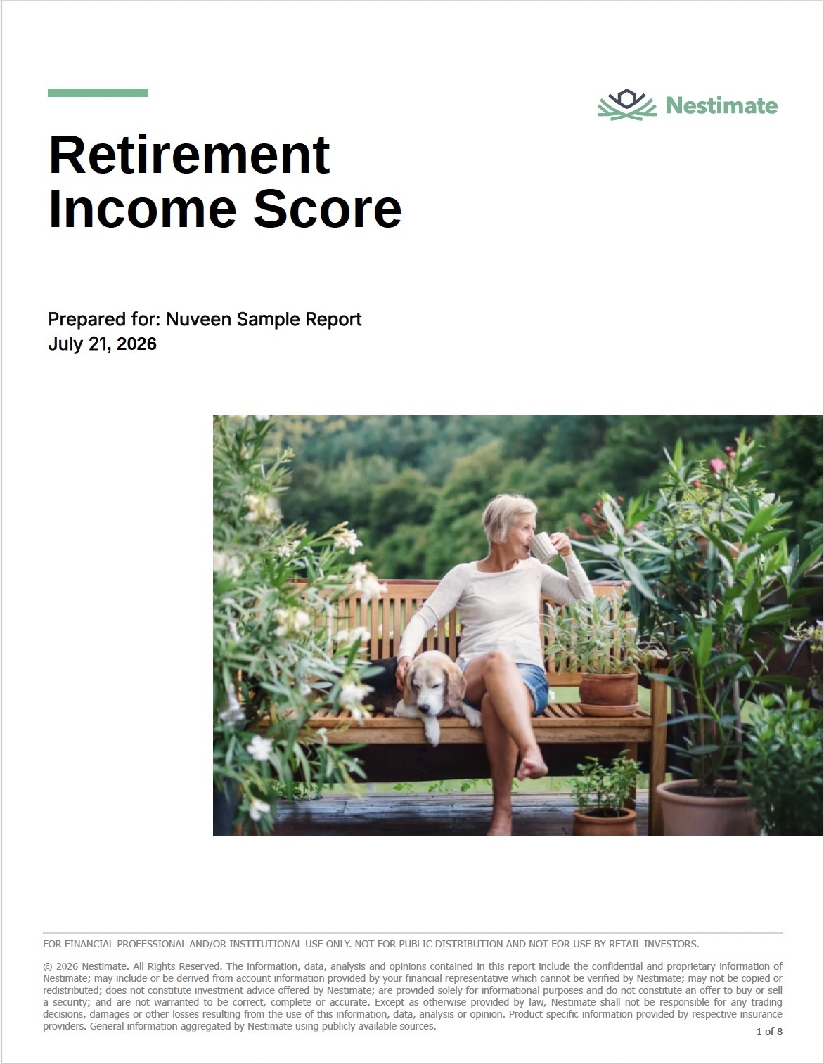 A graph displaying a retirement income score, indicating financial readiness for retirement with various data points.