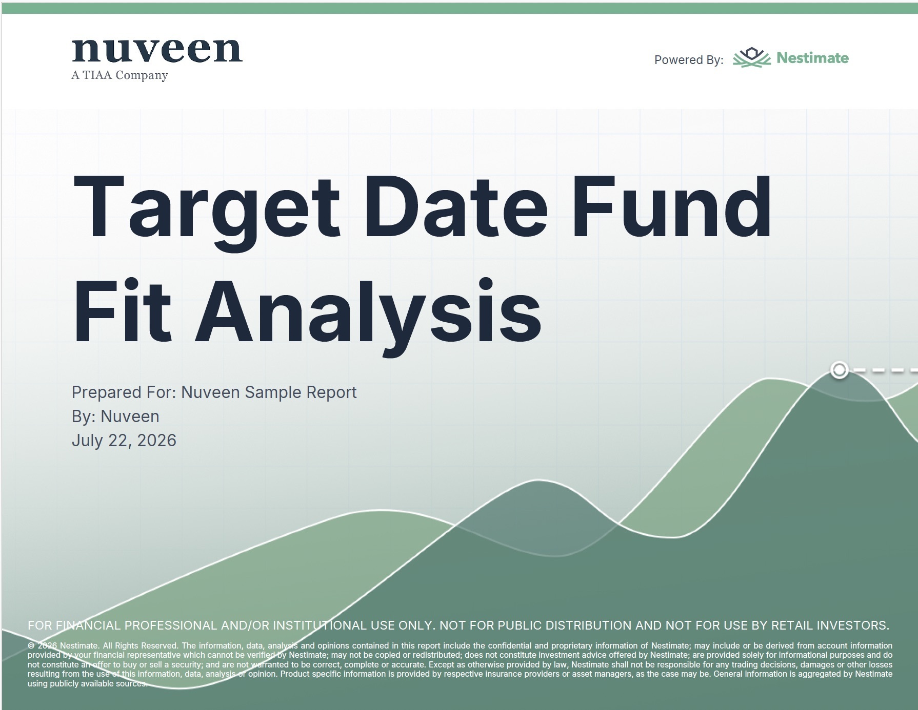A chart displaying various target date funds with performance metrics and risk levels for investment analysis.
