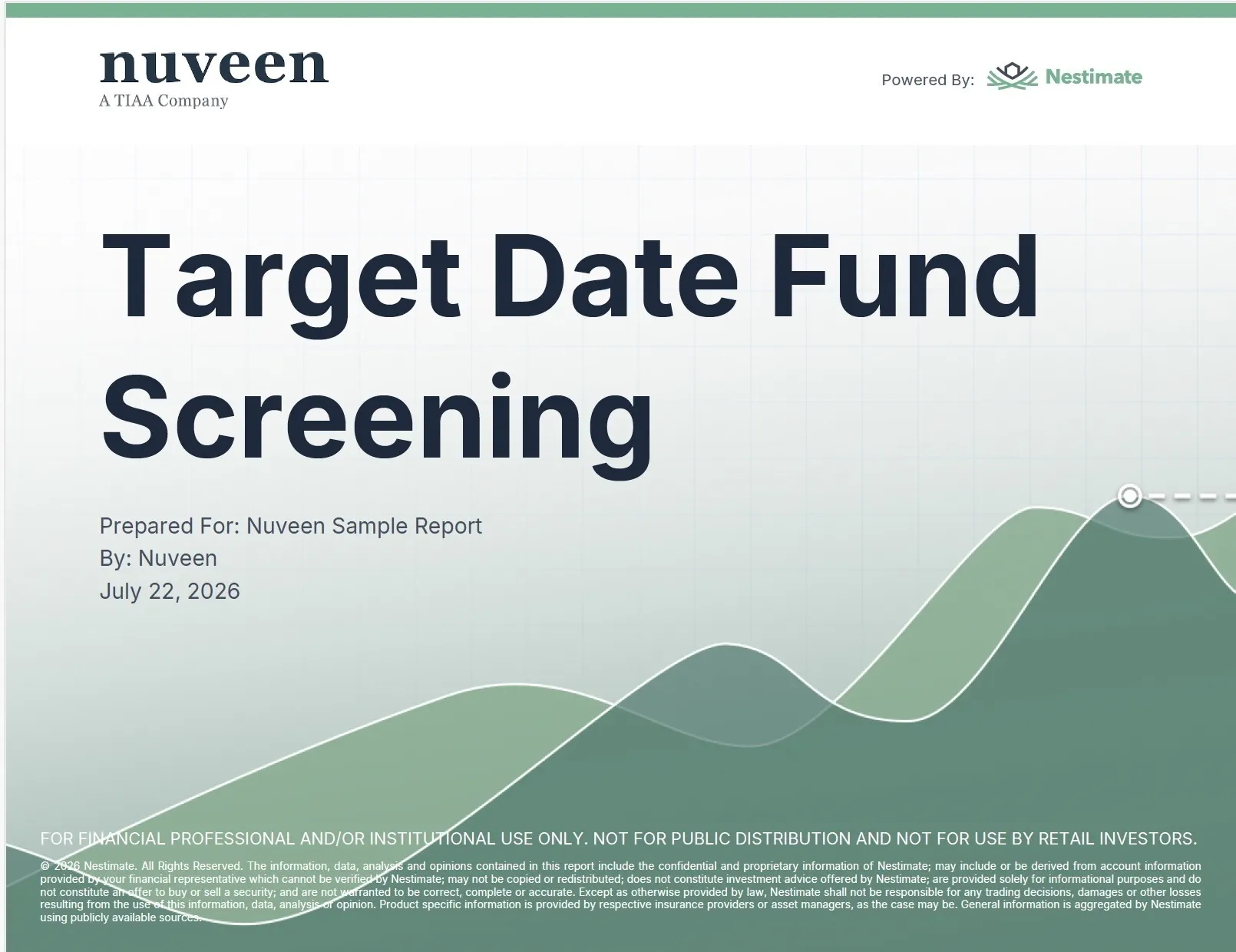 A chart displaying various target date funds with performance metrics and risk levels for investment analysis.