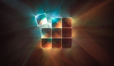 Light breaking through small square blocks