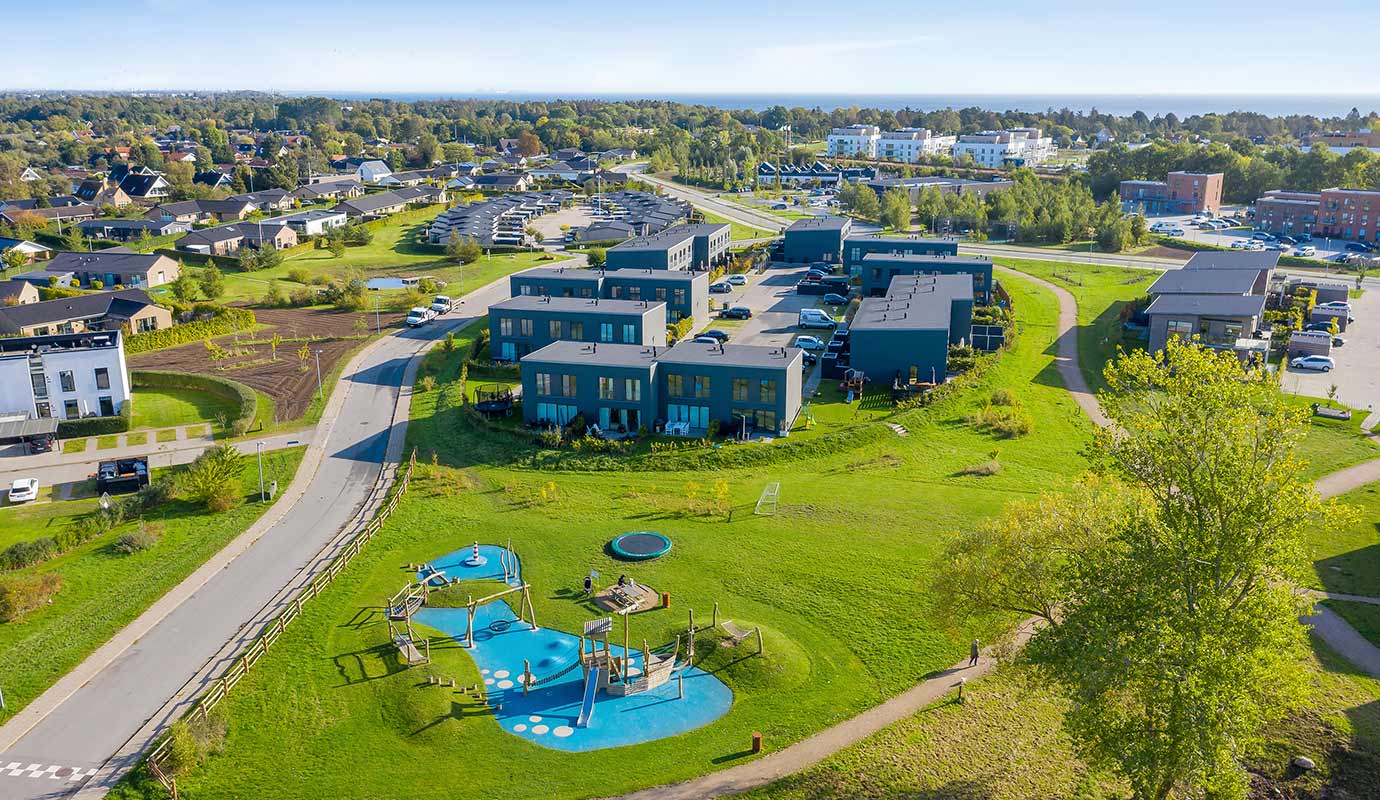 Aerial view of a neighborhood
