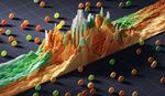 A 3D model of a mountain adorned with various colored dots representing different elevations and features.