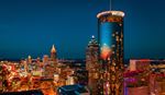 Aerial view of a modern city at night