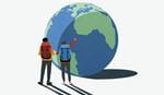 Illustration of two man with the globe