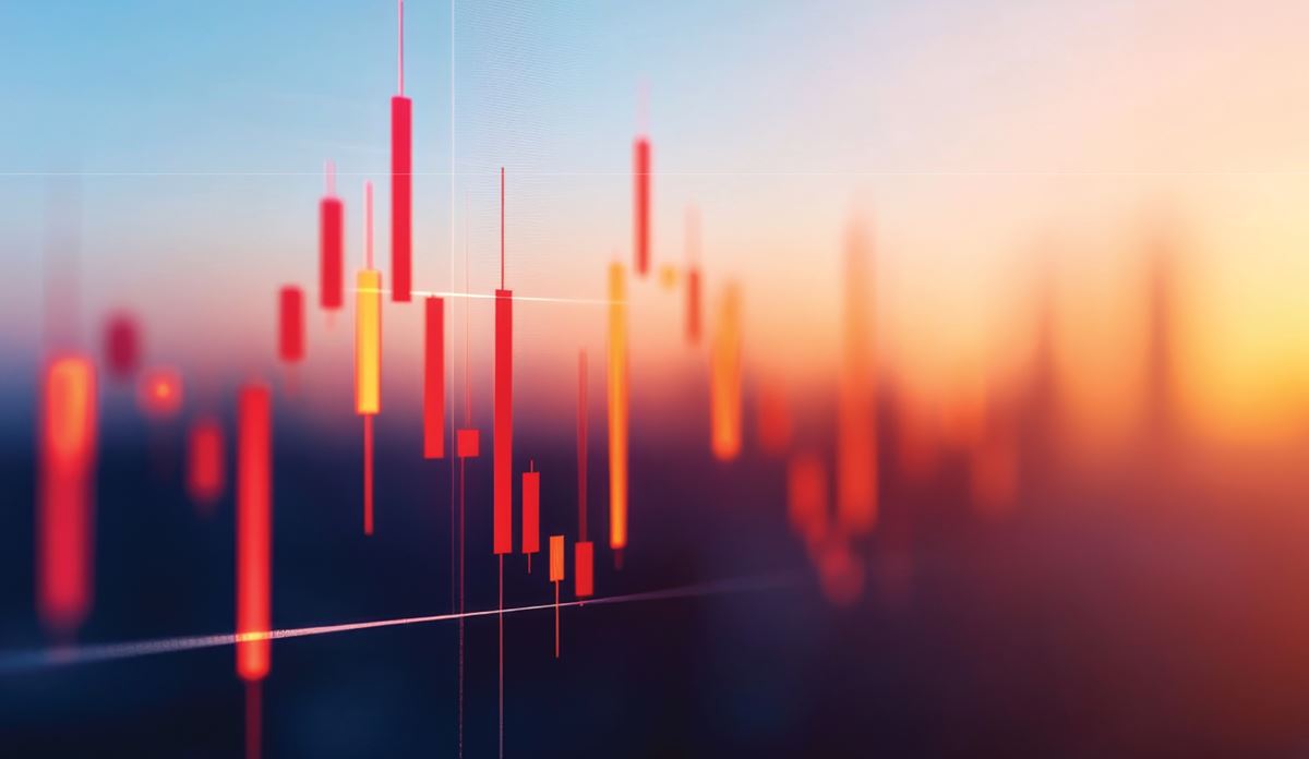 Candlestick chart with red and yellow bars