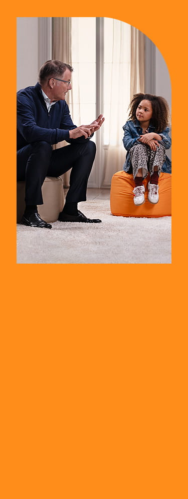 Adult and child having a conversation