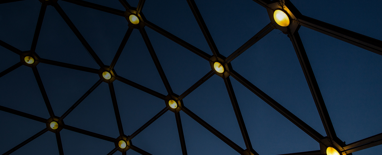 Dark trellis beams at night