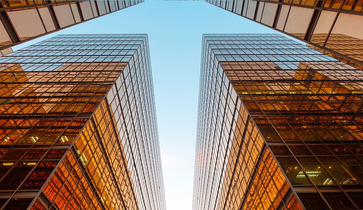 Two towers parallel to each other.