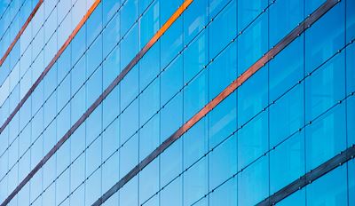 Close-up of a modern glass building