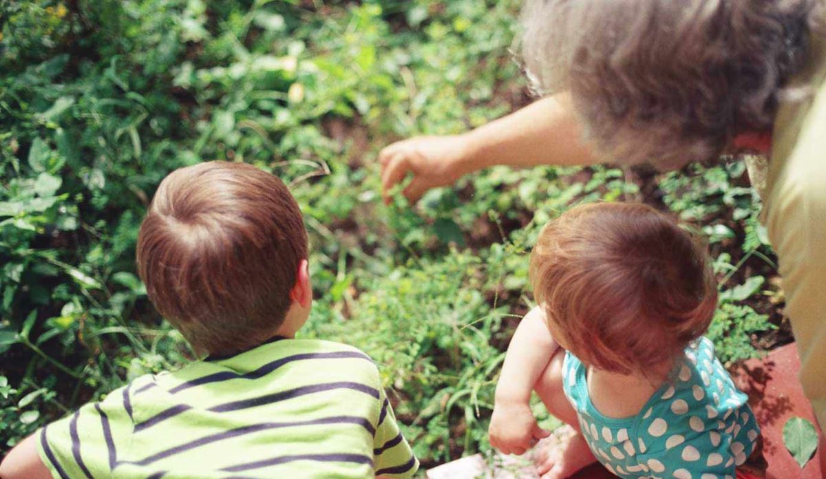 grandmother and two grandchildren 