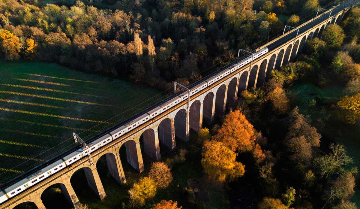 Railway bridge aerial