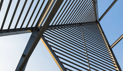 Modern building exterior with horizontal louvers