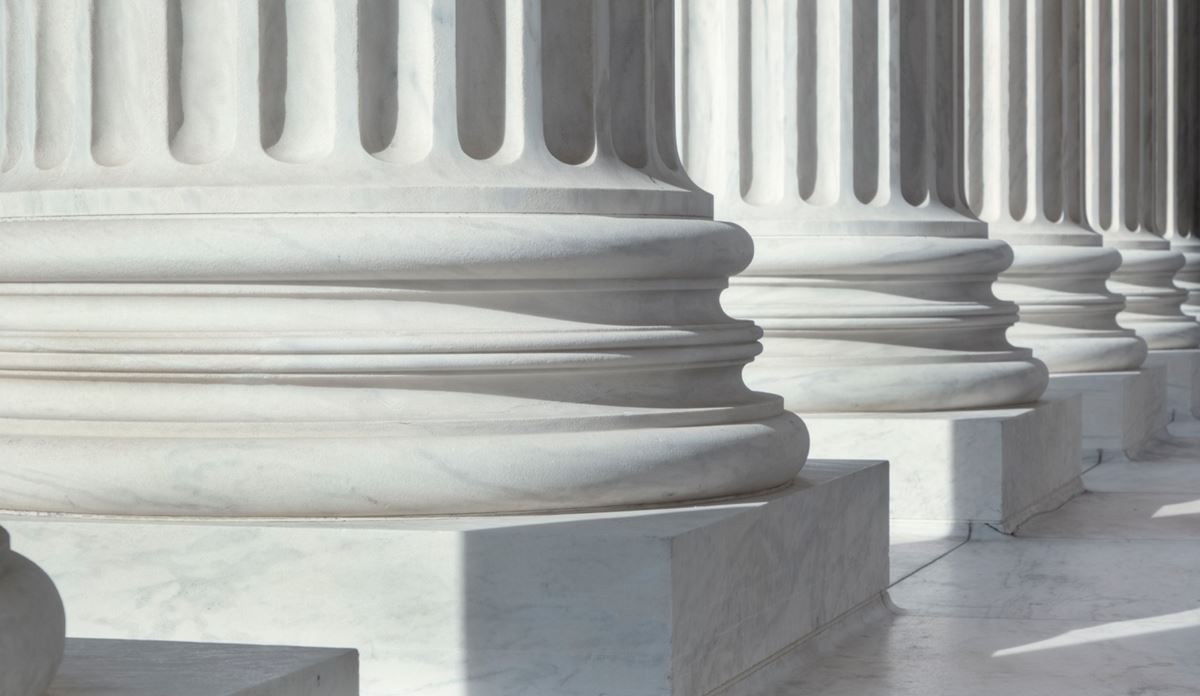 Close-up of stone columns.