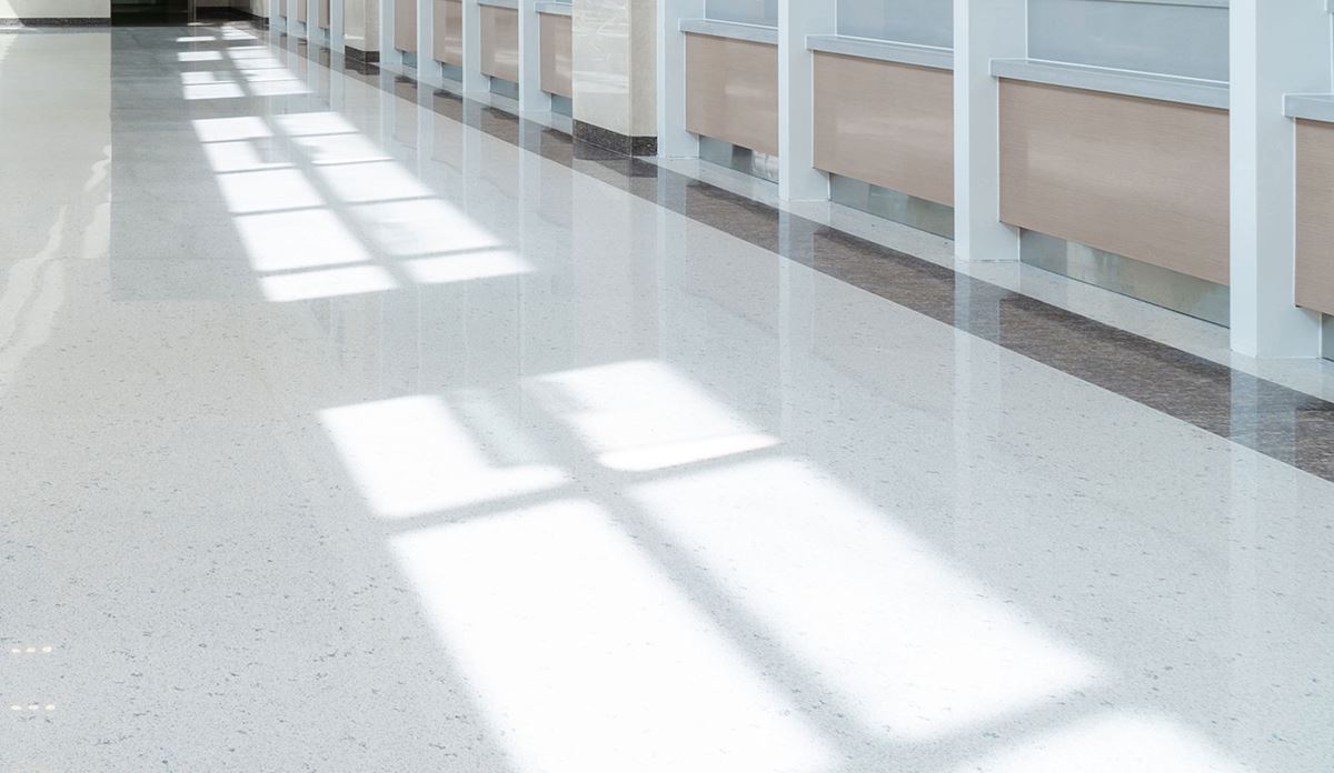 Sunlit corridor floor