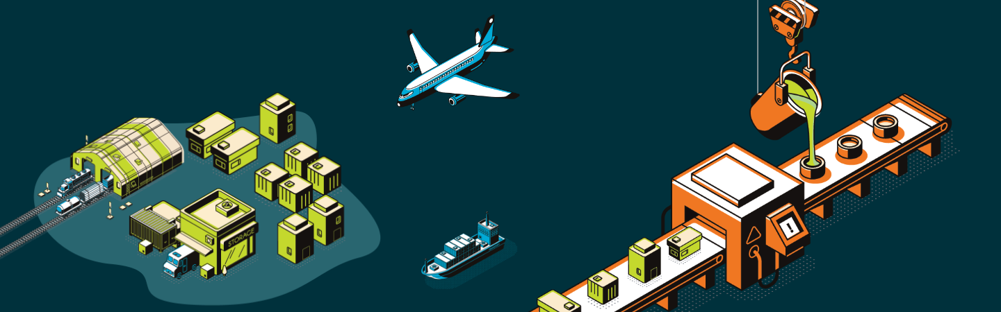 Illustration of manufacturing and supply chains