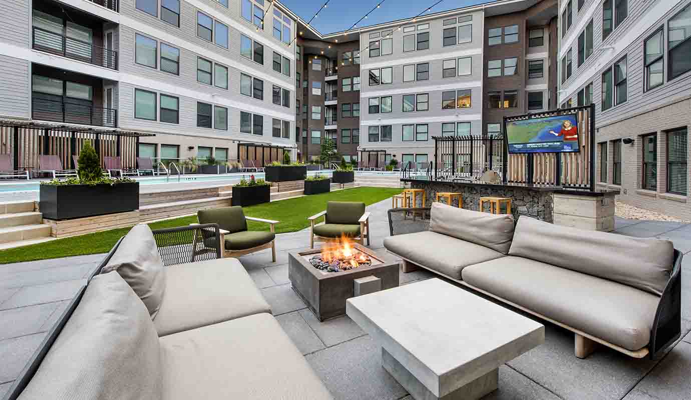 Poolside firepit