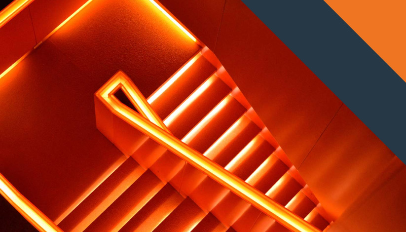 A view down a winding staircase