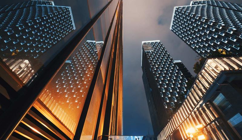 Skyscrapers at night
