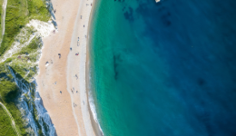 Aerial view of beach and sea