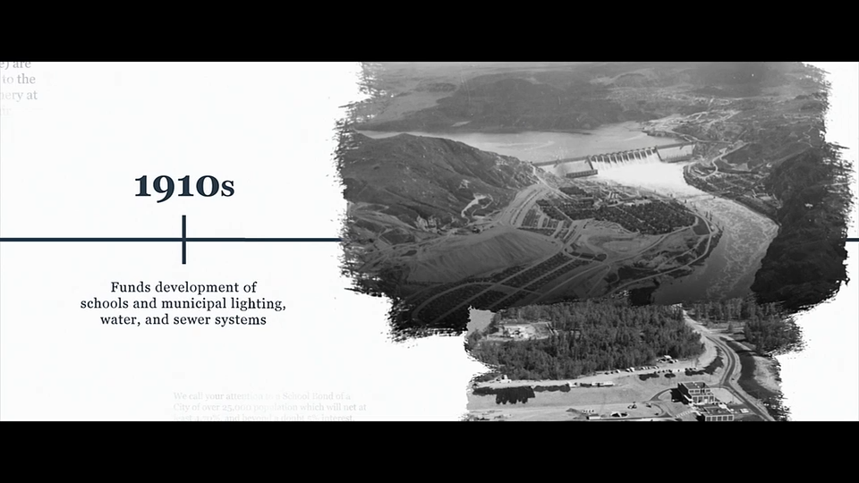 Timeline showing 1910 and image of a river