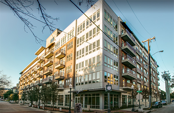Front corner view of building