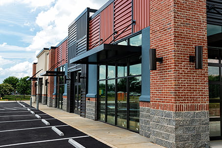 Horizontal shot of a new strip Adams Creek Town Center 