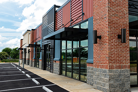 Horizontal shot of a new strip Adams Creek Town Center 