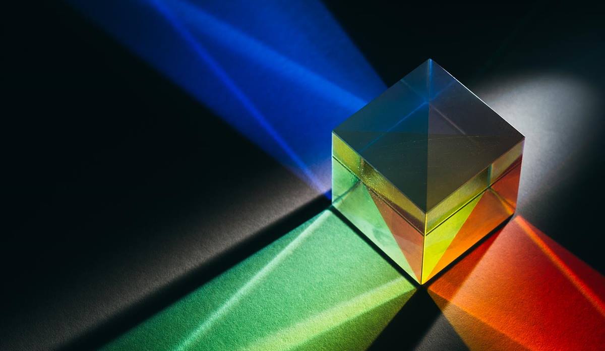 A cube prism refracts light